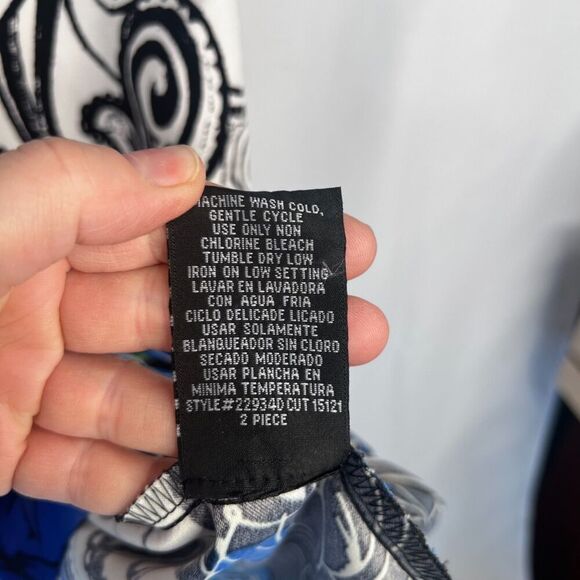 Dana Kay White & Blue Maximal Paisley Print Shift/Sheath Office Dress Size 8 - Picture 9 of 10